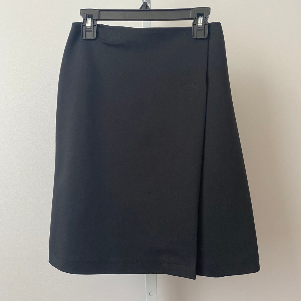 Two Roads Office Siren Academia Career Minimalist Faux Wrap Skirt Small Black